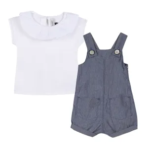 Girls Short Dungarees   T-Shirt Set