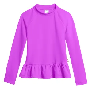 Girls UPF 50  Peplum Long Sleeve Rashguard | Deep Purple