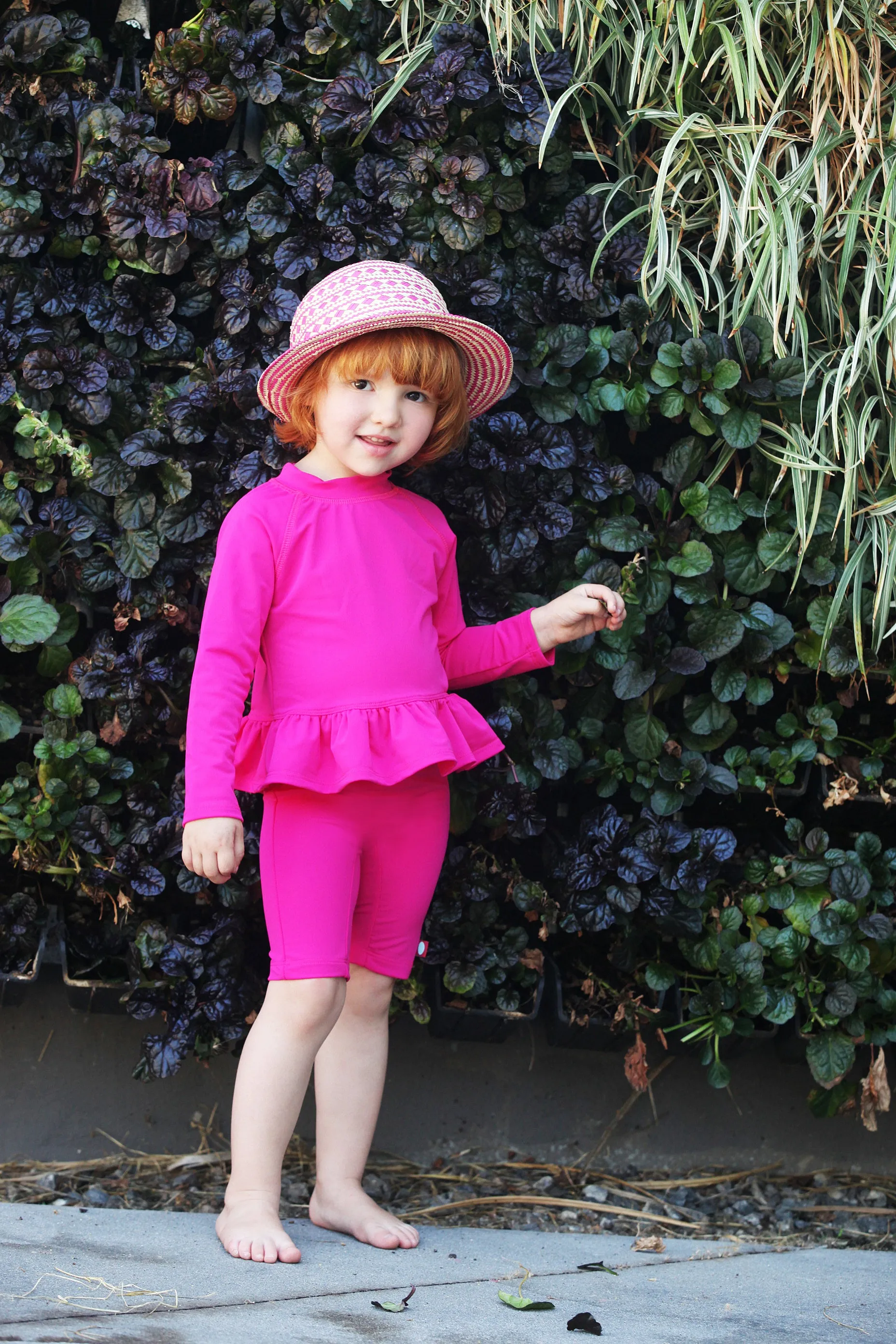Girls UPF 50  Peplum Long Sleeve Rashguard | Elf Green