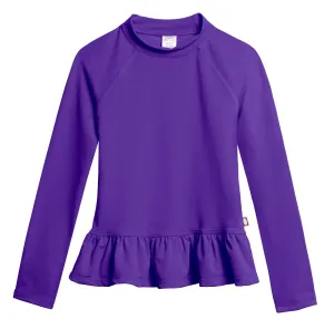 Girls UPF 50  Peplum Long Sleeve Rashguard | Purple