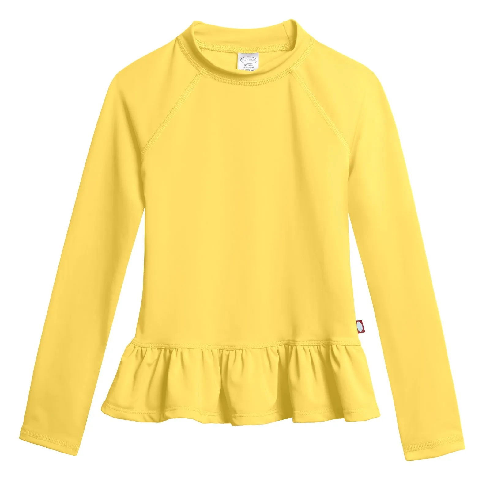 Girls UPF 50  Peplum Long Sleeve Rashguard | Yellow