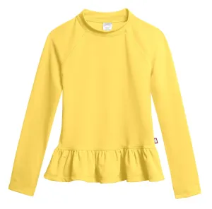 Girls UPF 50  Peplum Long Sleeve Rashguard | Yellow