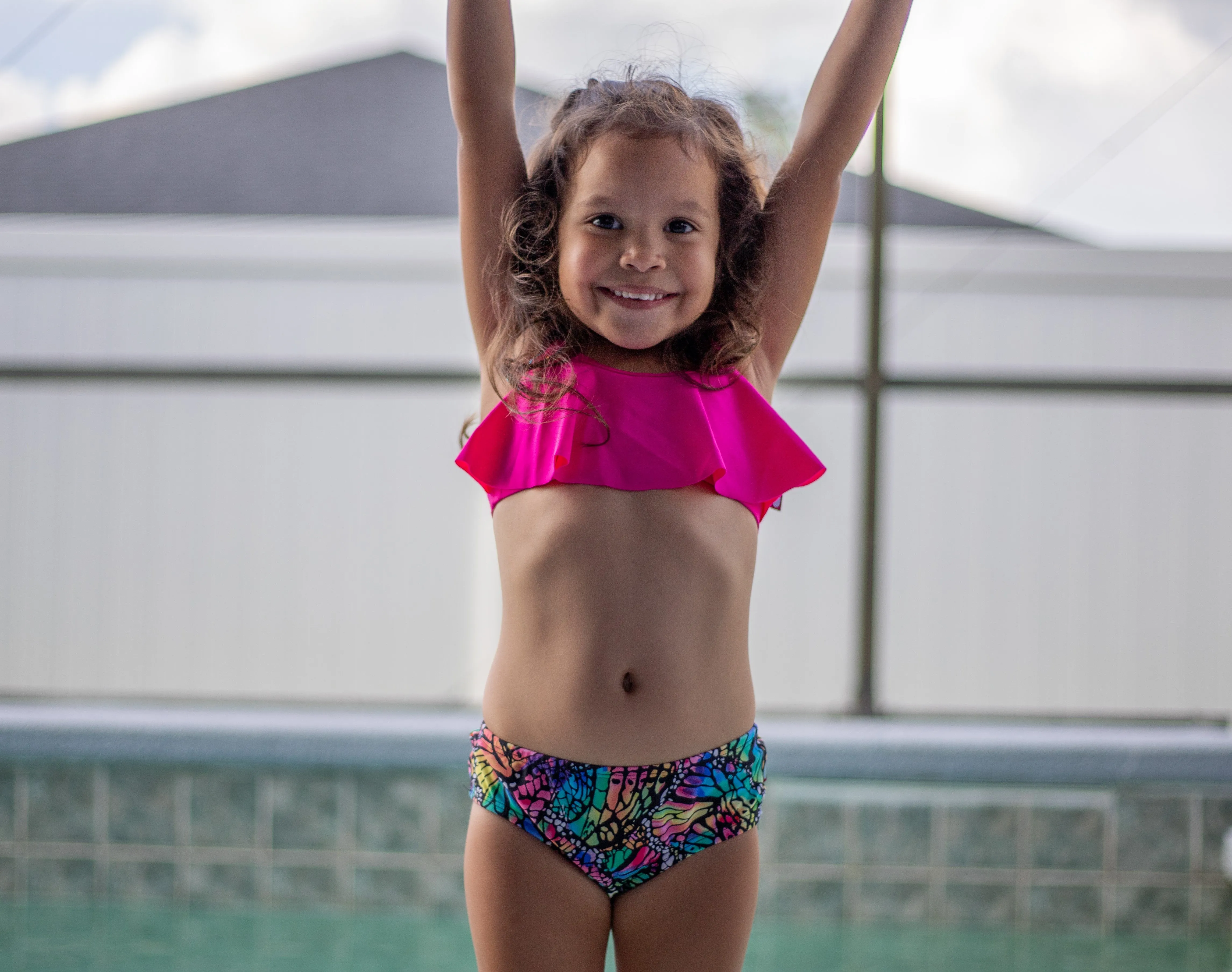 Girls UPF 50  Printed Swim Briefs  | Water Tie Dye