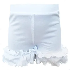 Girls White Knit Ruffle Shorts 4/5T-7/8
