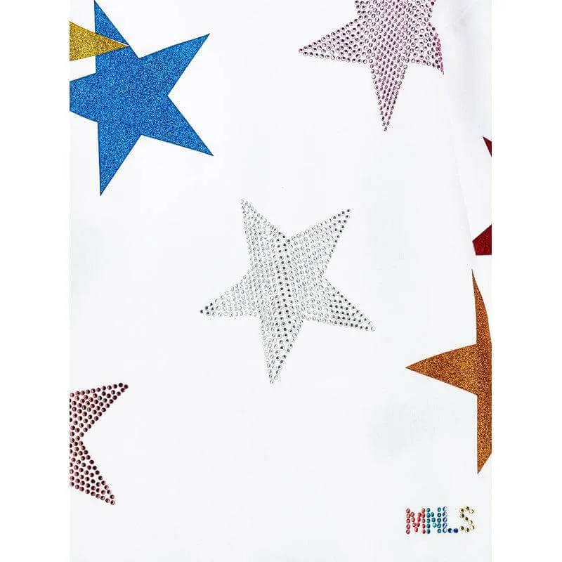 Girls White Star Sweater