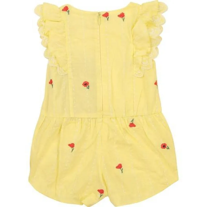 Girls Yellow Poppy Frill Playsuit