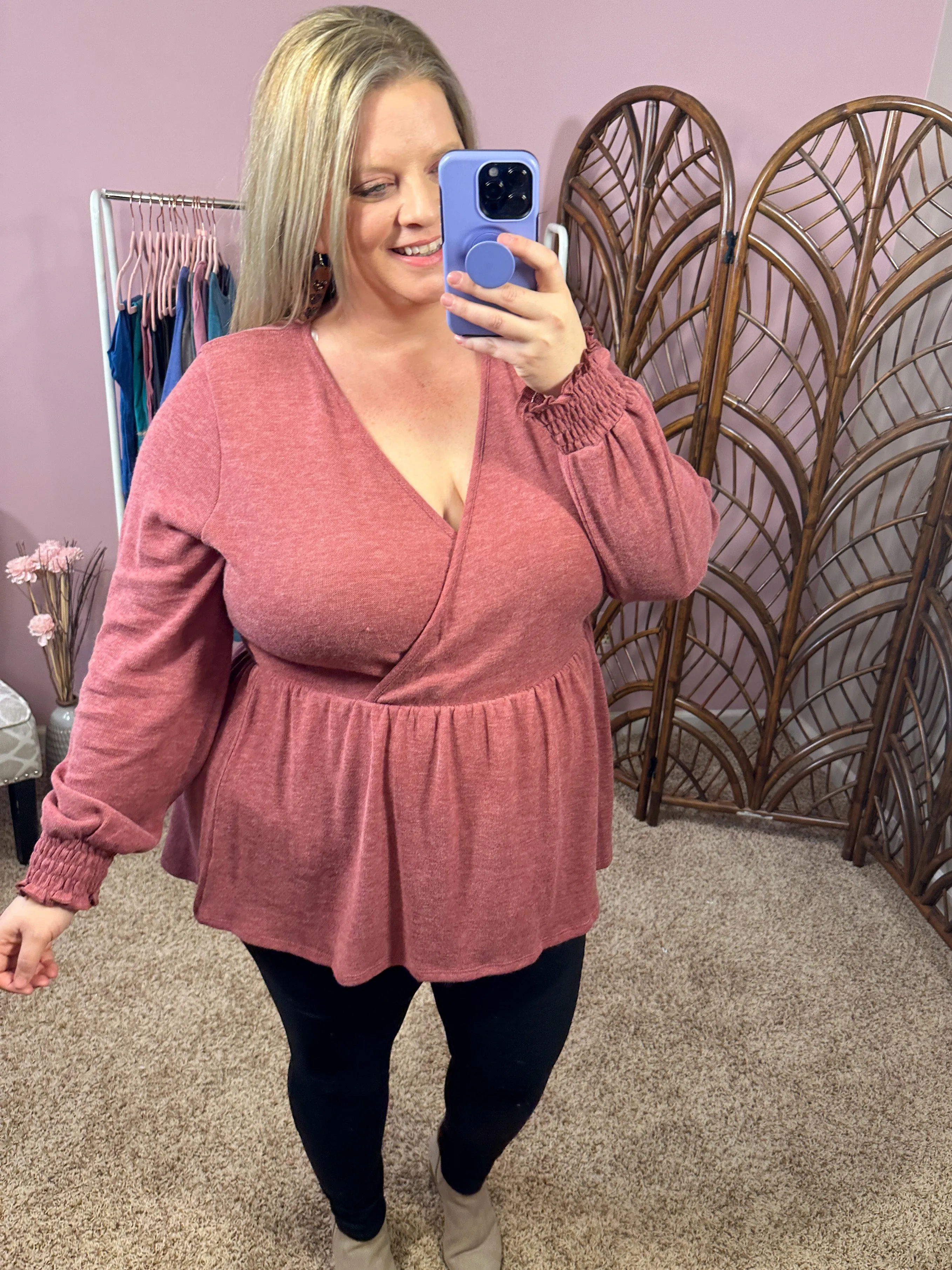 Give Me Flowers Peplum Top - Vintage Ruby