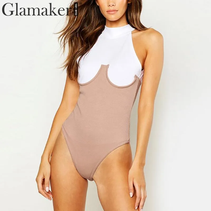Glamaker Patchwork white sexy bodysuit