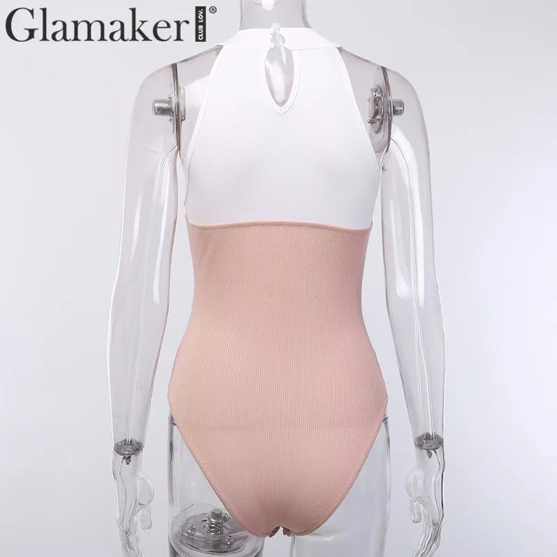 Glamaker Patchwork white sexy bodysuit