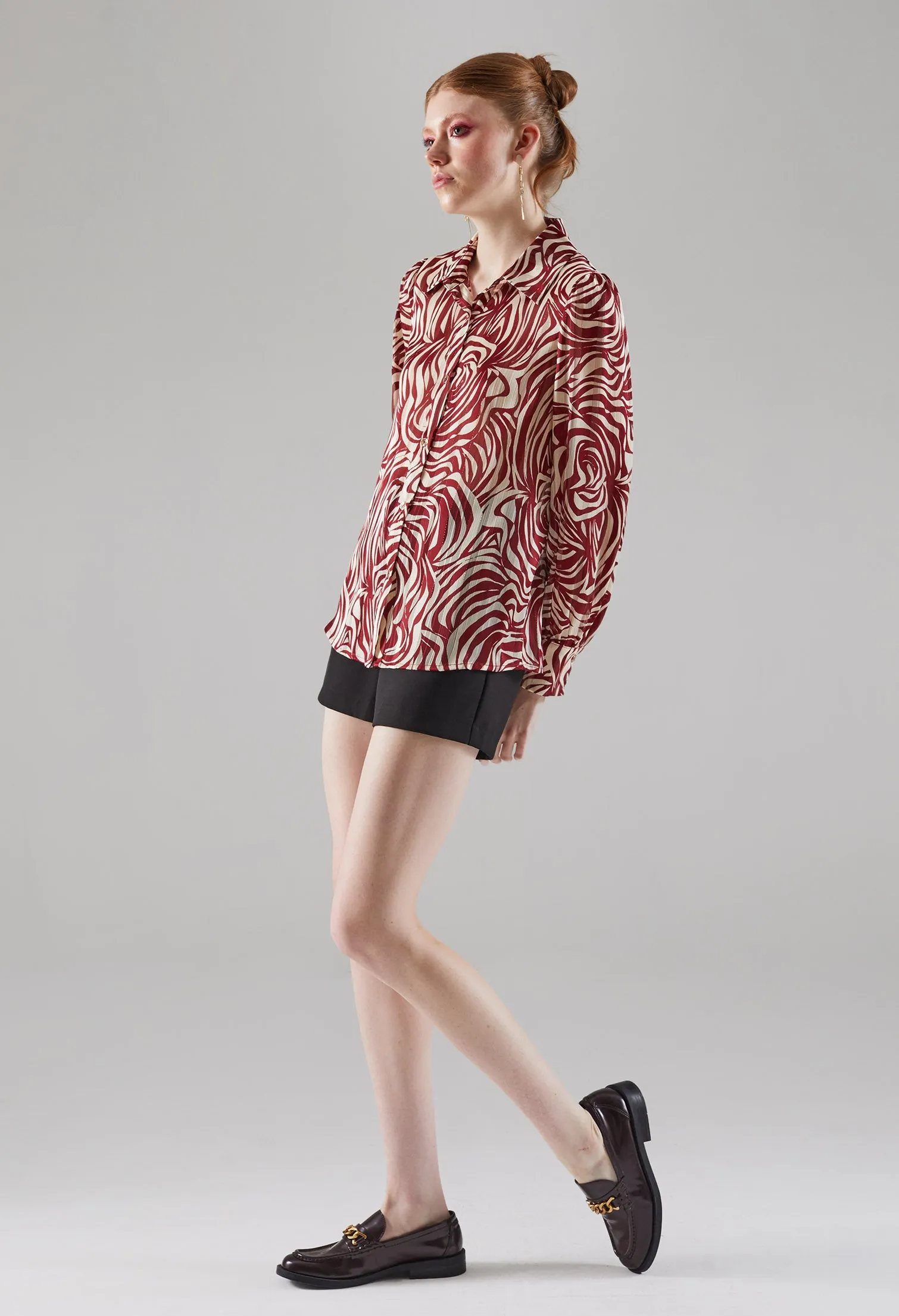 Glittery Warp Printed Blouse