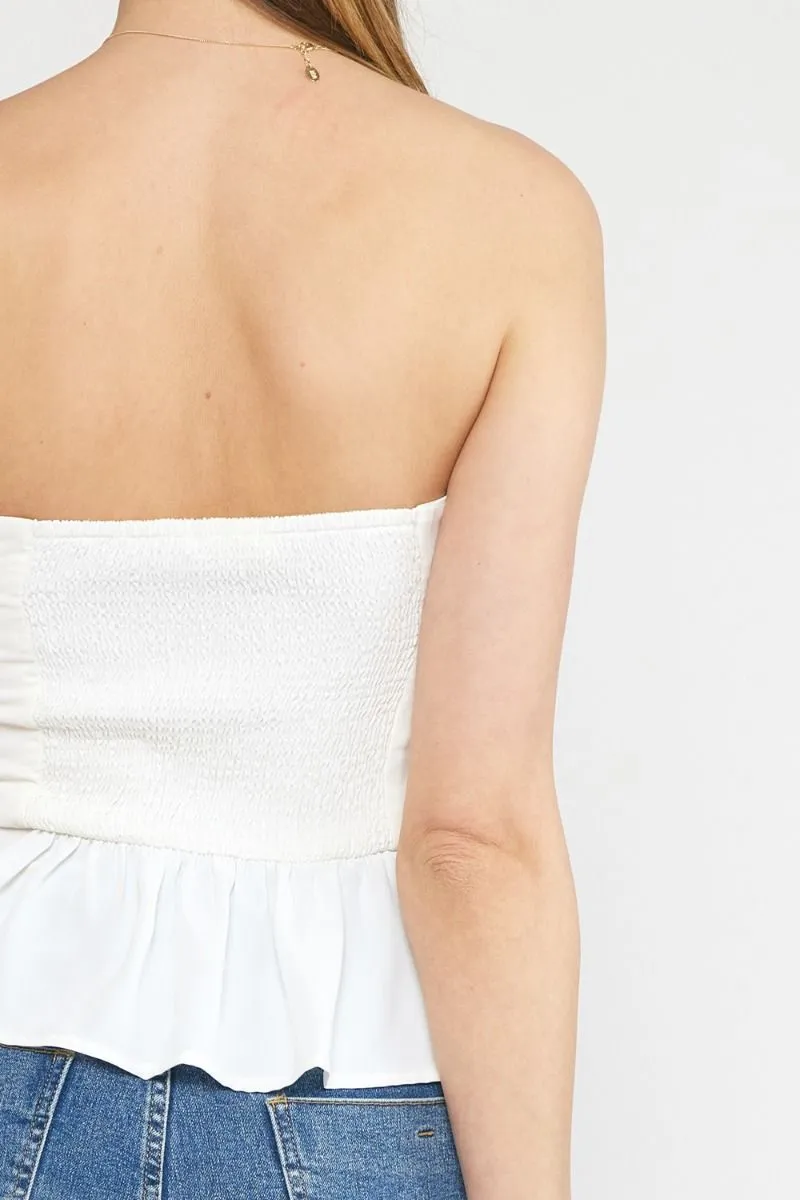 Goddess Flow Strapless Dress Shirt - White