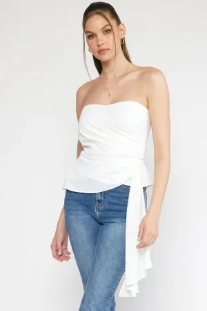 Goddess Flow Strapless Dress Shirt - White