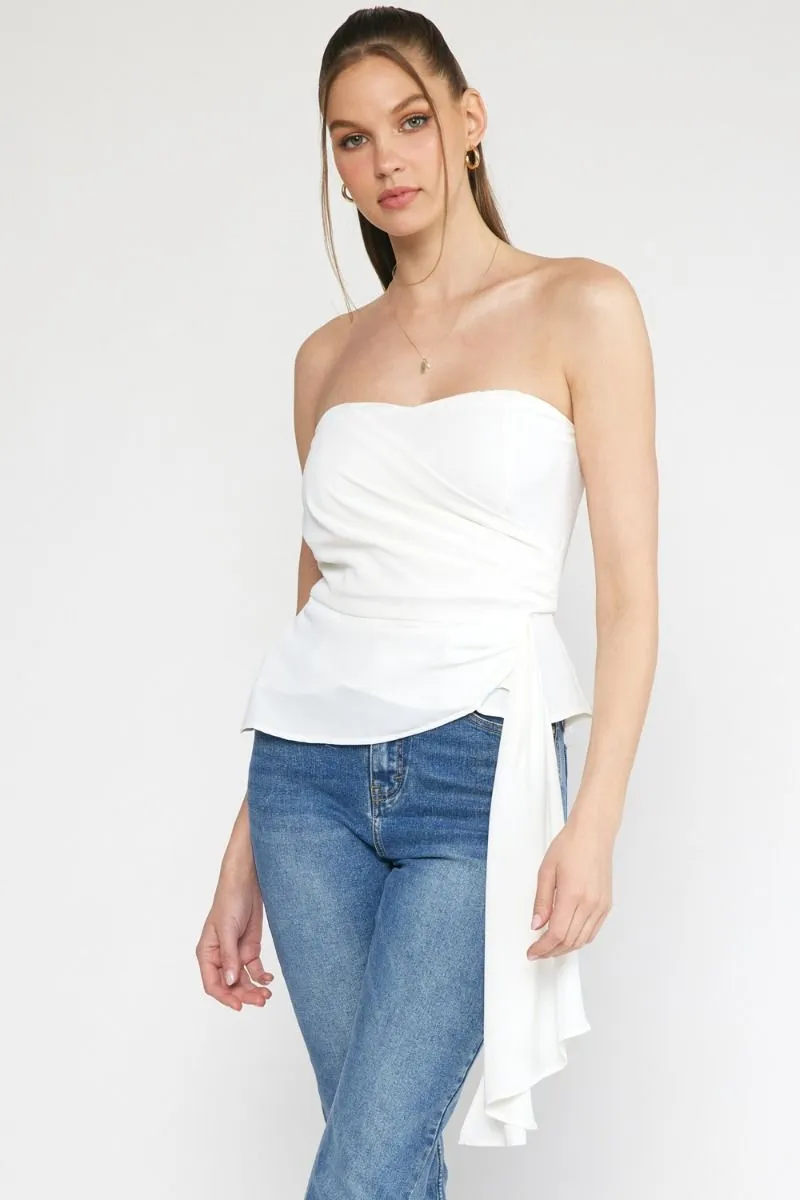 Goddess Flow Strapless Dress Shirt - White