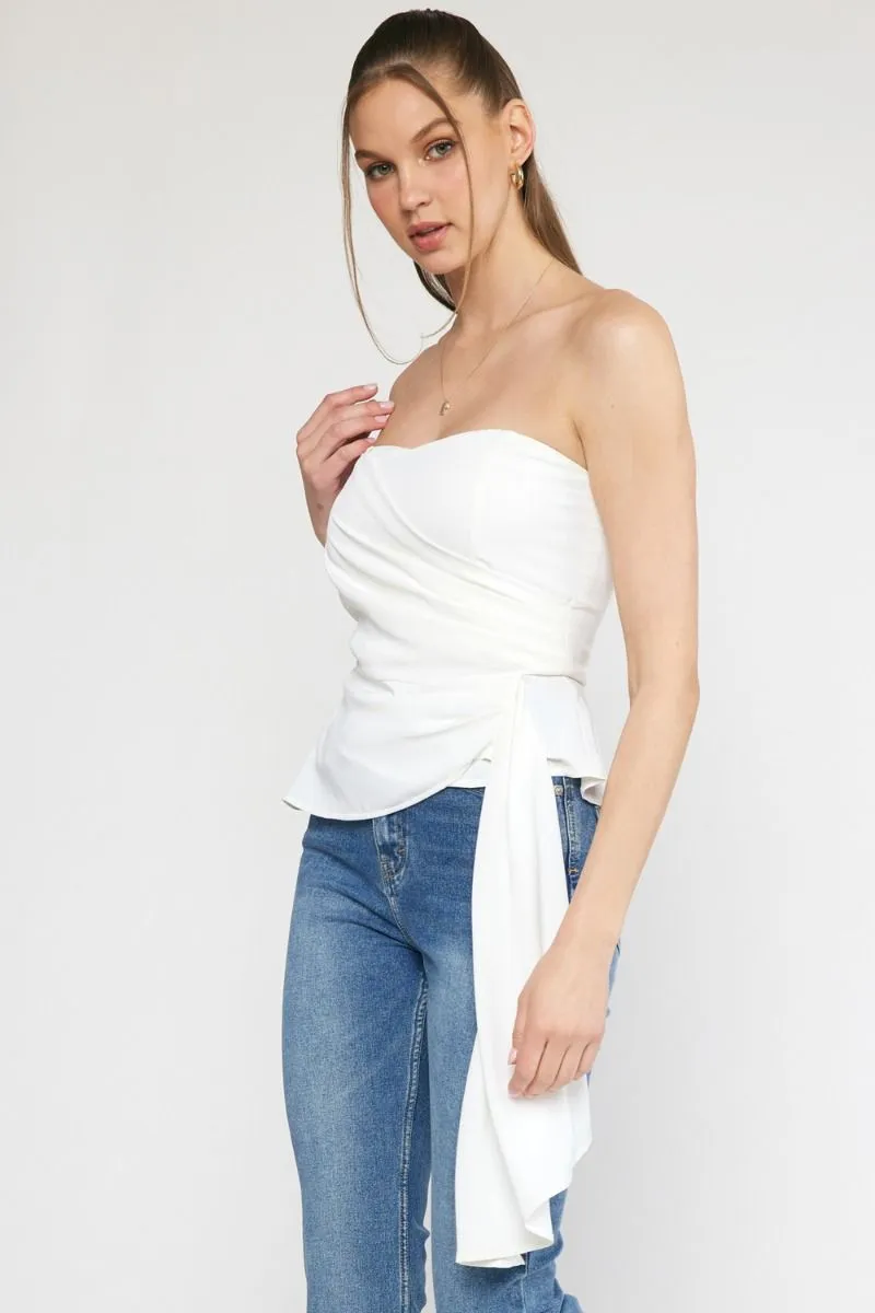 Goddess Flow Strapless Dress Shirt - White