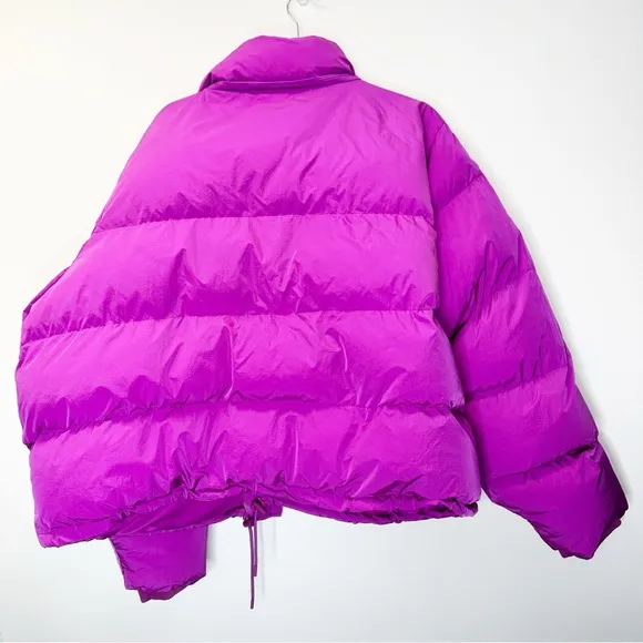 Good American Puffer Jacket Short Purple Size 4X