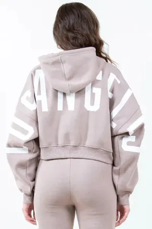 Graphic Drawstring Cropped Hoodie