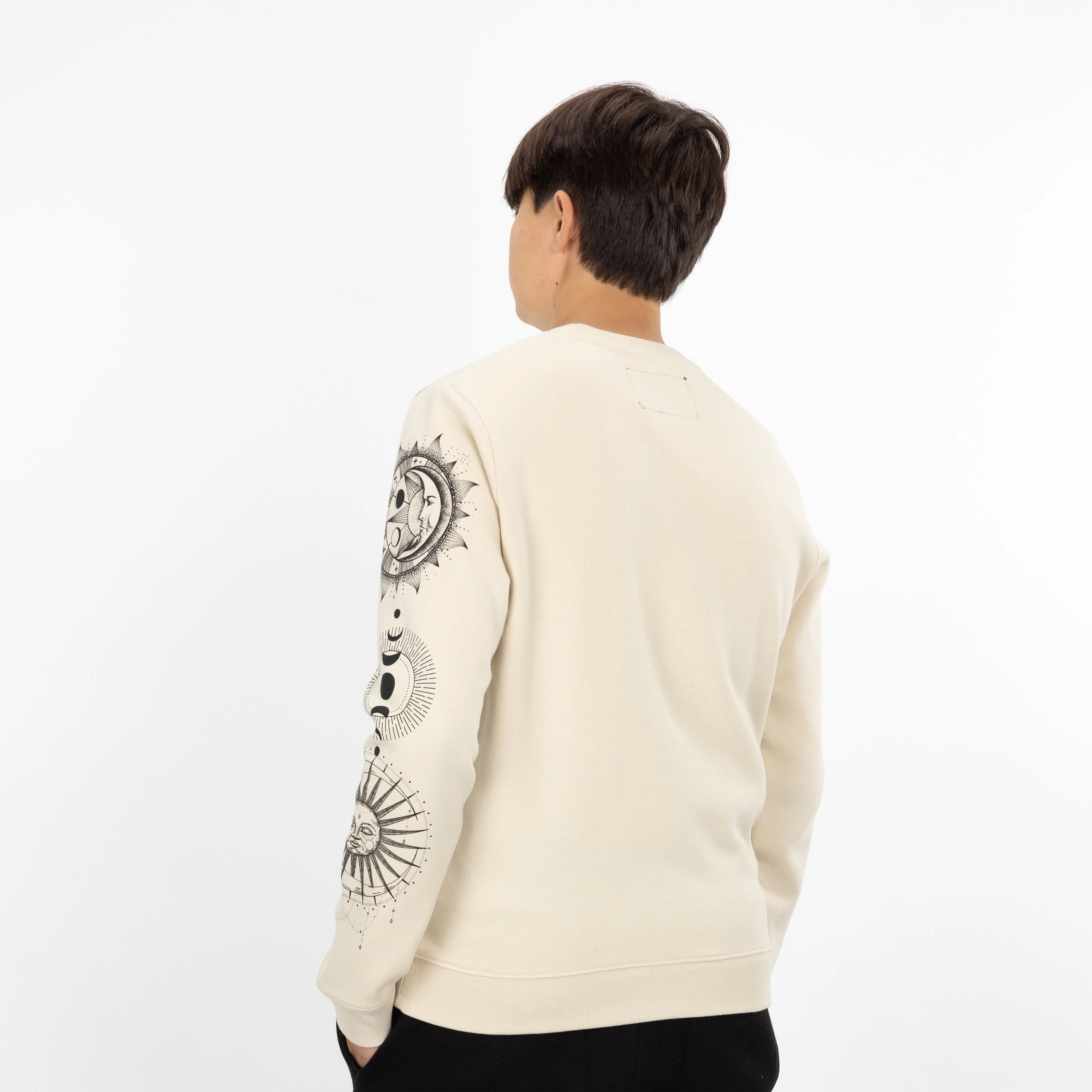 Graphic Wraparound Crewneck Pullover Sweatshirt - Oatmeal / Celestial