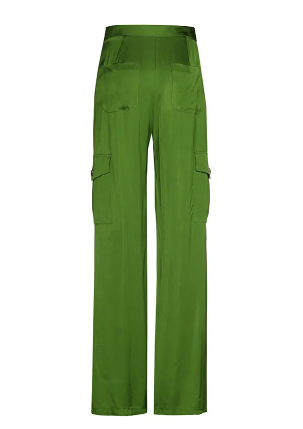 GREEN STRAIGHT CARGO TROUSERS