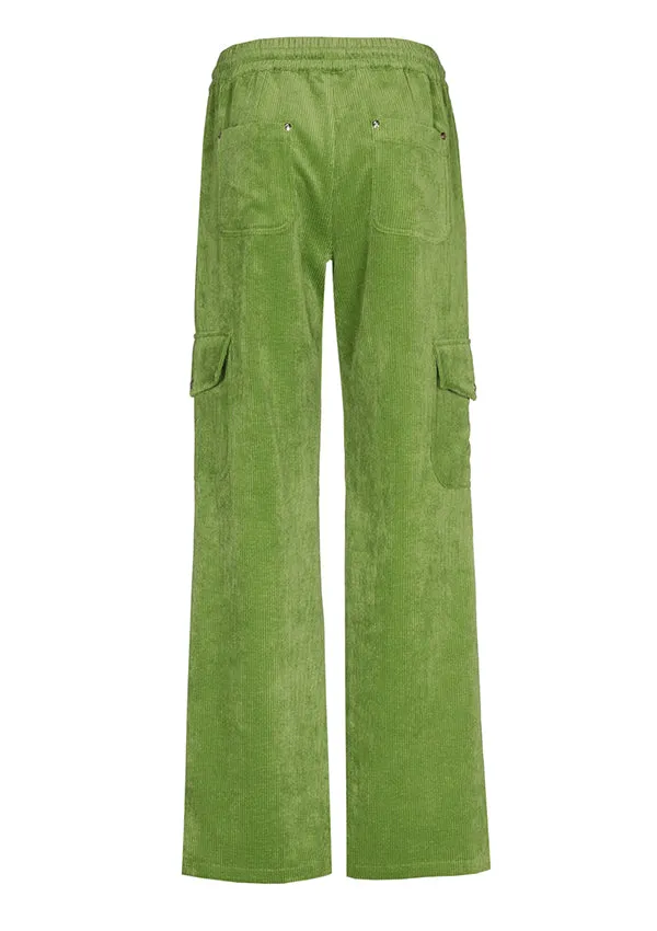GREEN STRAIGHT-FITTING CORDUROY TROUSERS
