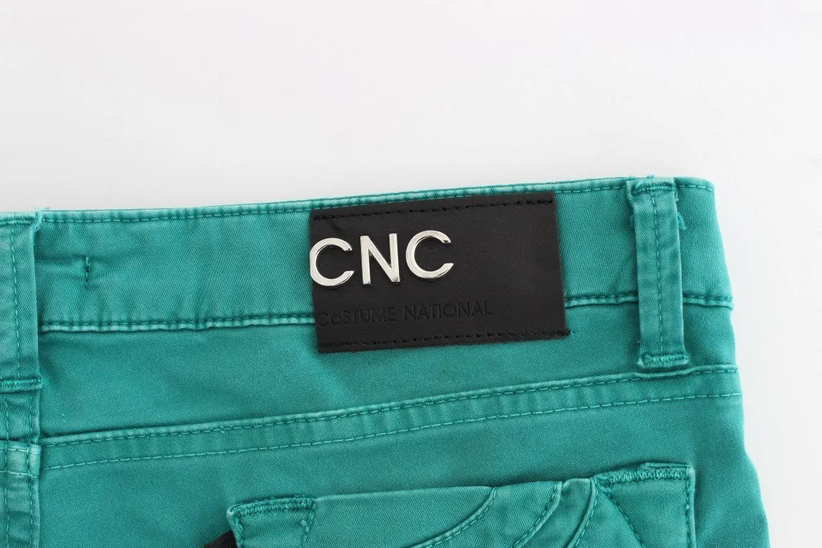 Green straight leg jeans