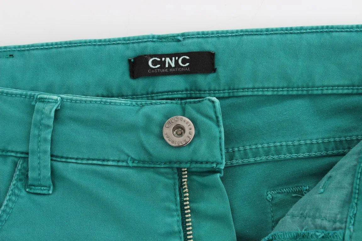Green straight leg jeans