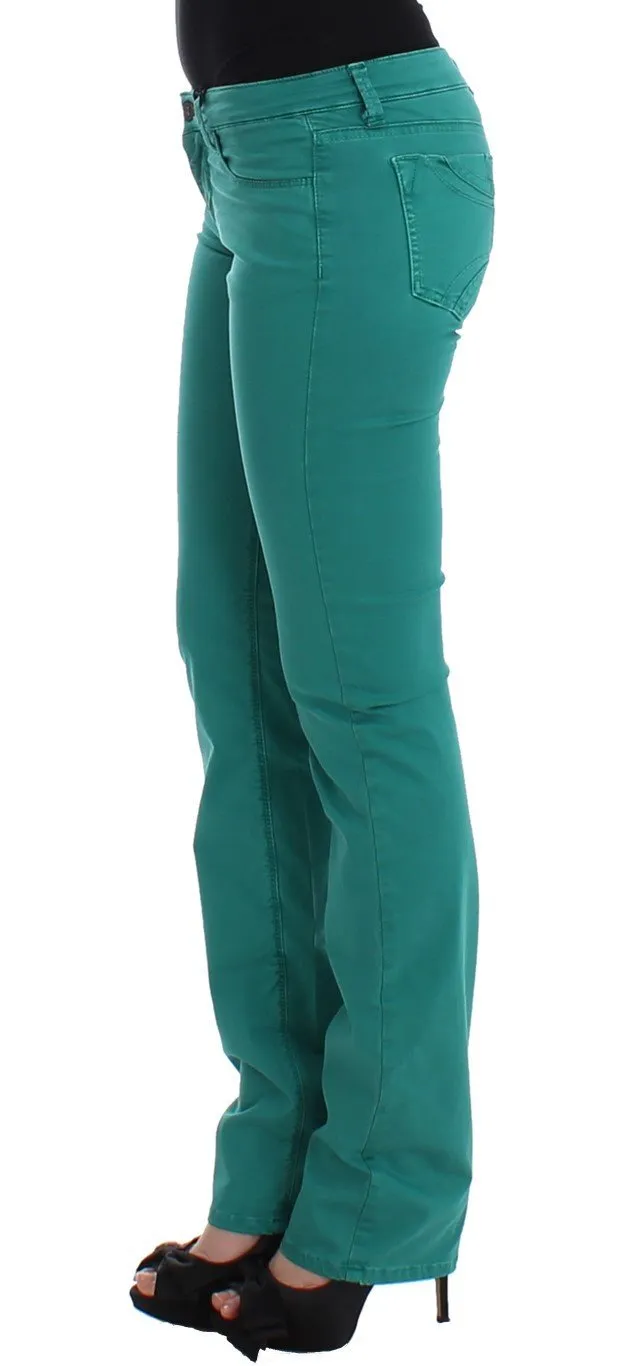 Green straight leg jeans
