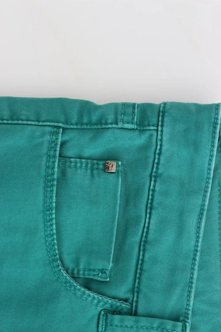 Green straight leg jeans
