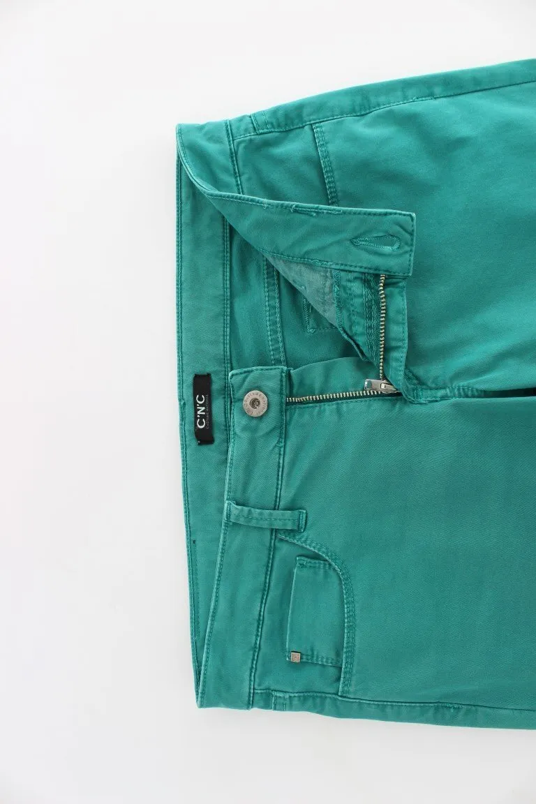 Green straight leg jeans