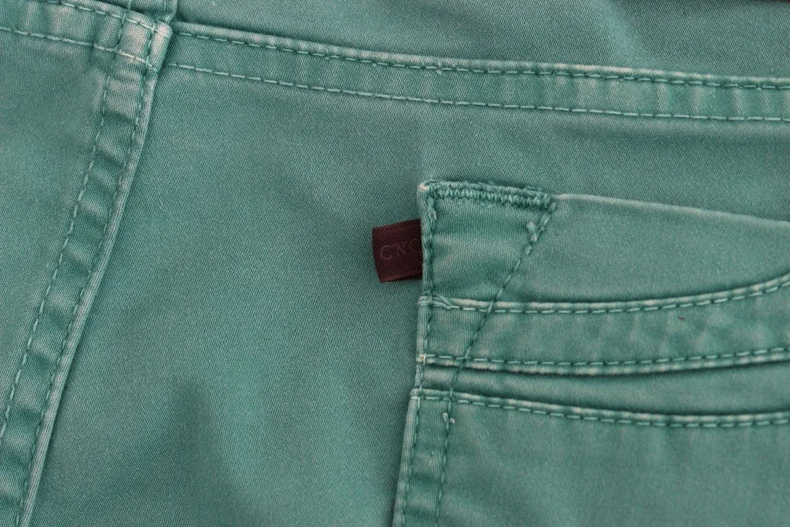 Green straight leg jeans