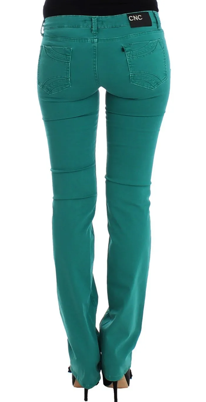 Green straight leg jeans