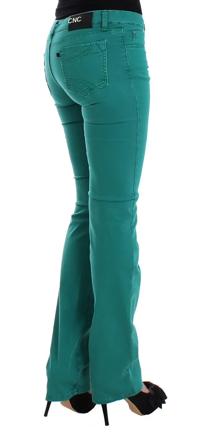 Green straight leg jeans