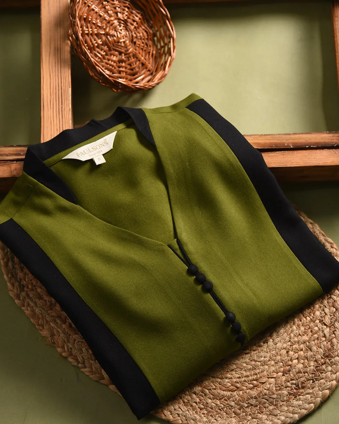 Green With Black Winter Wear Wool Spun Blend Ready To Wear A-Line Kurta With Pant