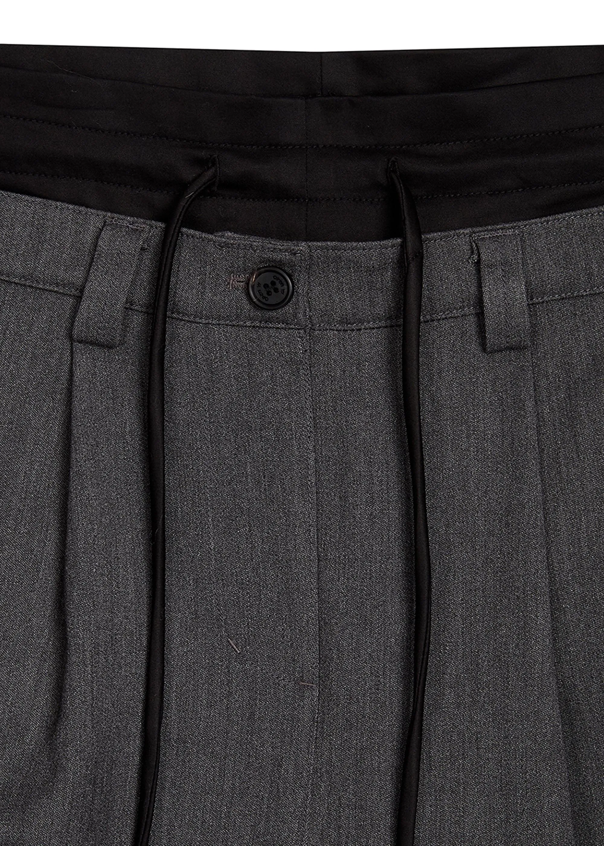 Grey and Black Relaxed Faux Trousers