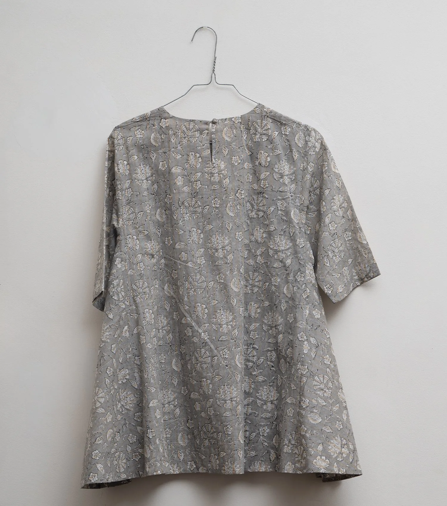Grey Printed Cotton Top