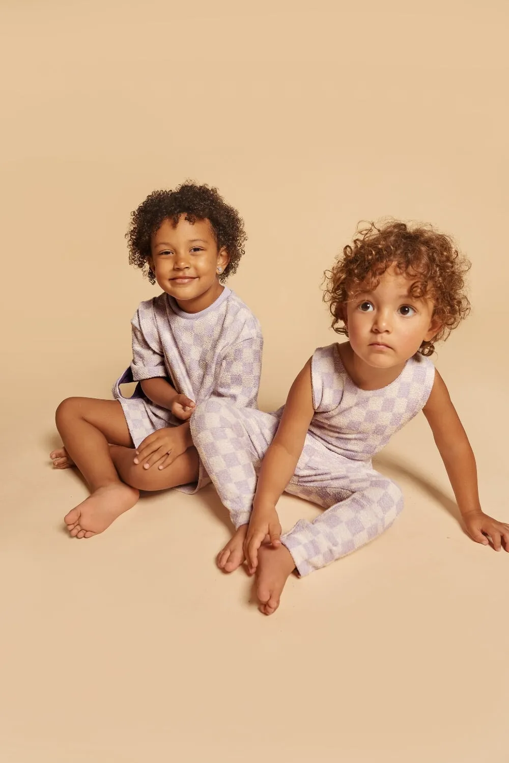 Grow With Me Overalls | Lavender Macaron Checkered