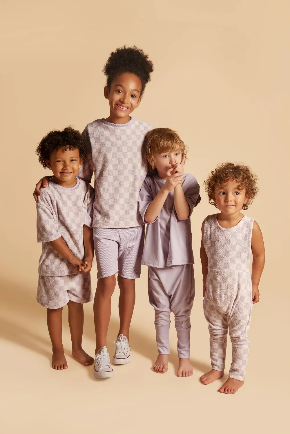 Grow With Me Overalls | Lavender Macaron Checkered