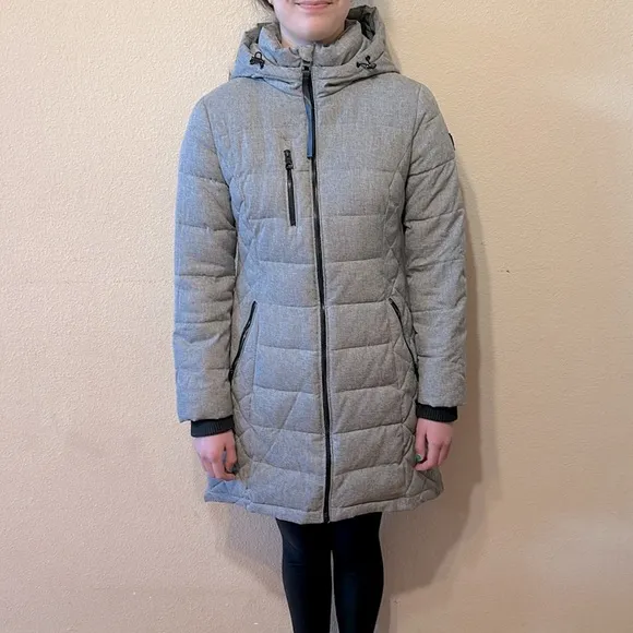Guess Quilted Hooded Puffer Coat Size Small