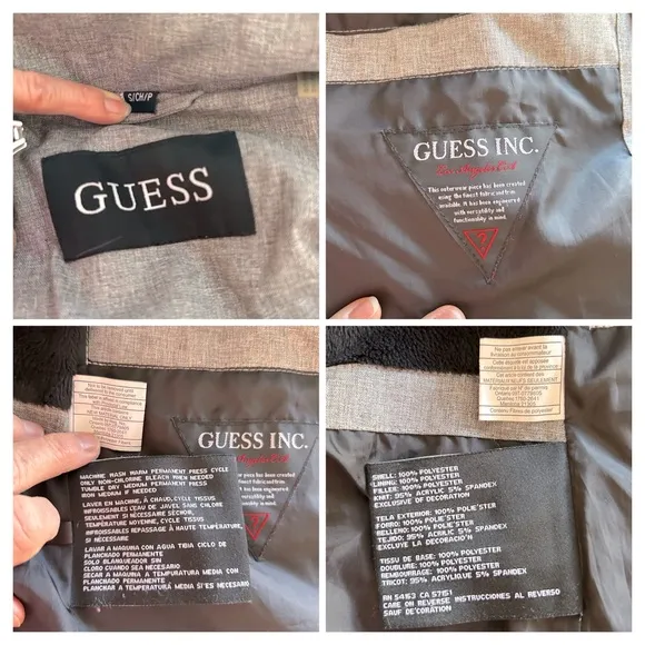 Guess Quilted Hooded Puffer Coat Size Small