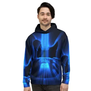 Guitar God Rays Blue All-Over Hoodie