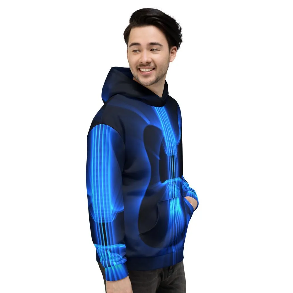 Guitar God Rays Blue All-Over Hoodie