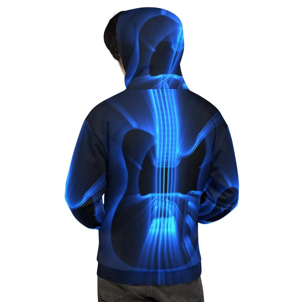 Guitar God Rays Blue All-Over Hoodie