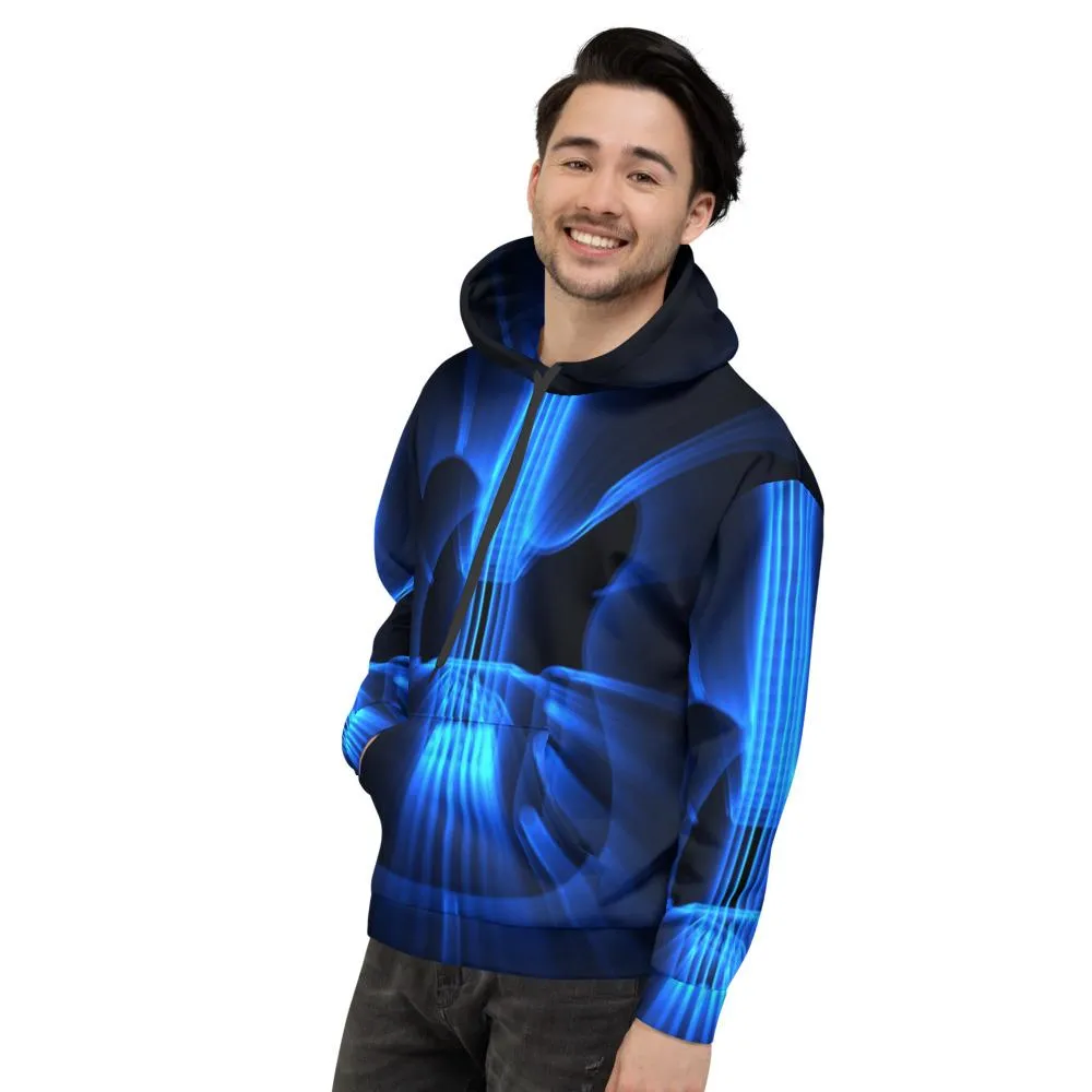 Guitar God Rays Blue All-Over Hoodie