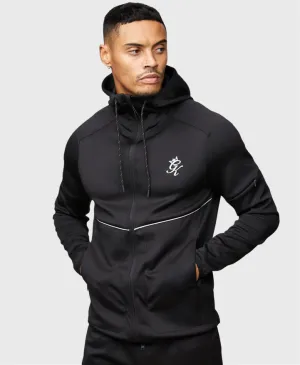 Gym King Reflect Poly Zip Through Hoodie Black
