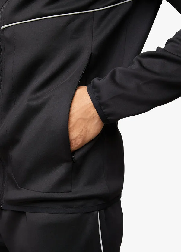 Gym King Reflect Poly Zip Through Hoodie Black