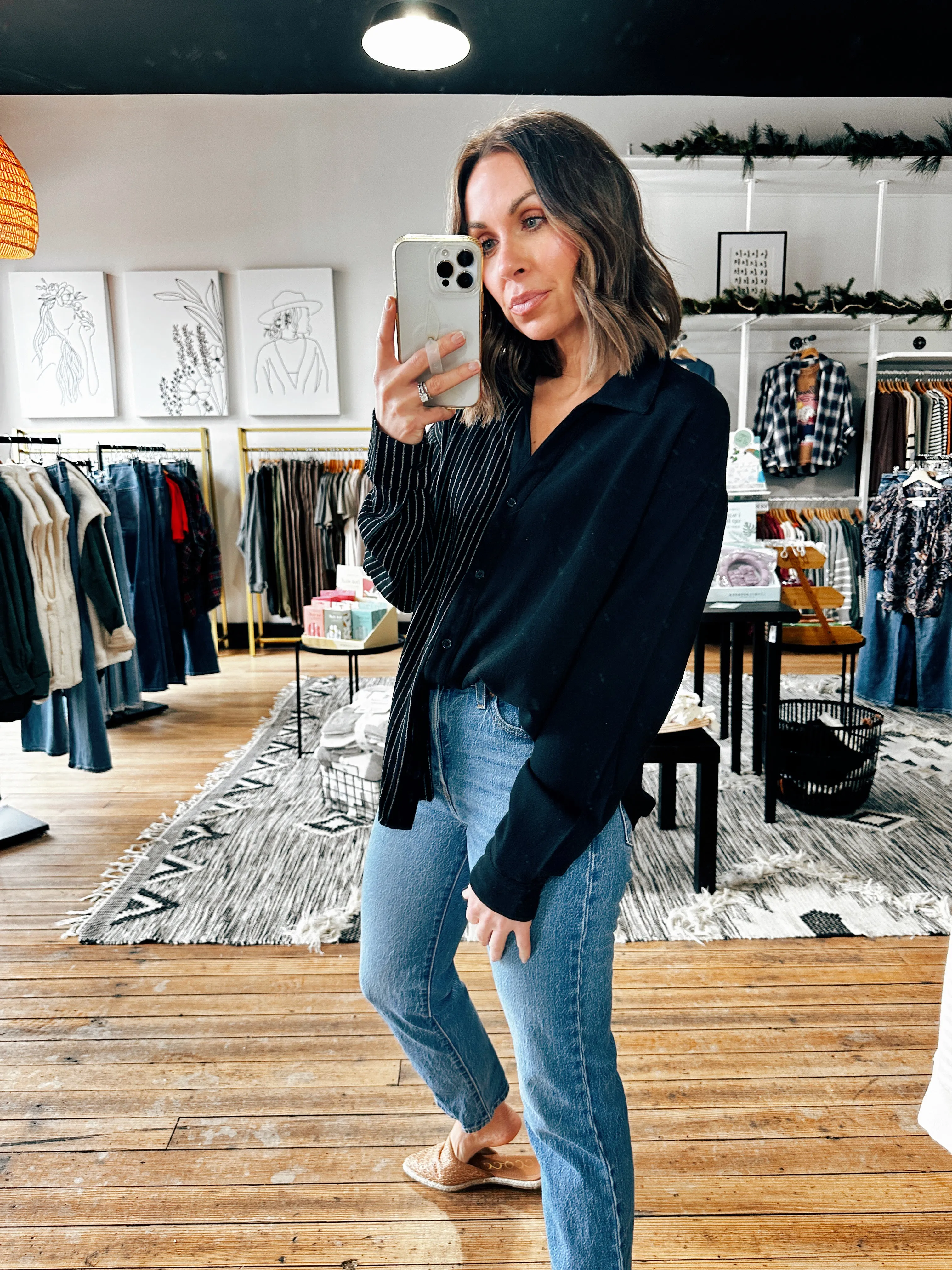 Half Stripe Printed Top