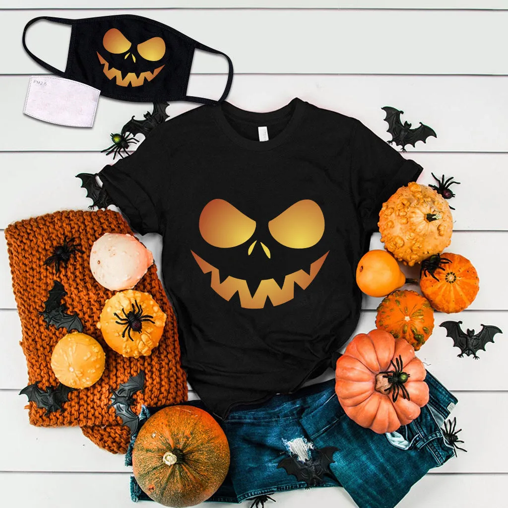 Halloween Printed T-shirt 2-Piece Set B