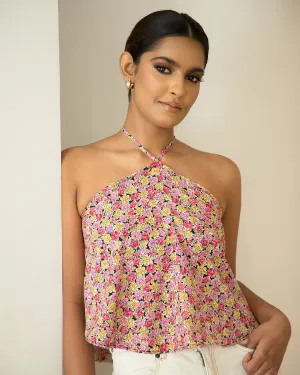 Halter  Neck  Back  Tie-up  Crop  Top