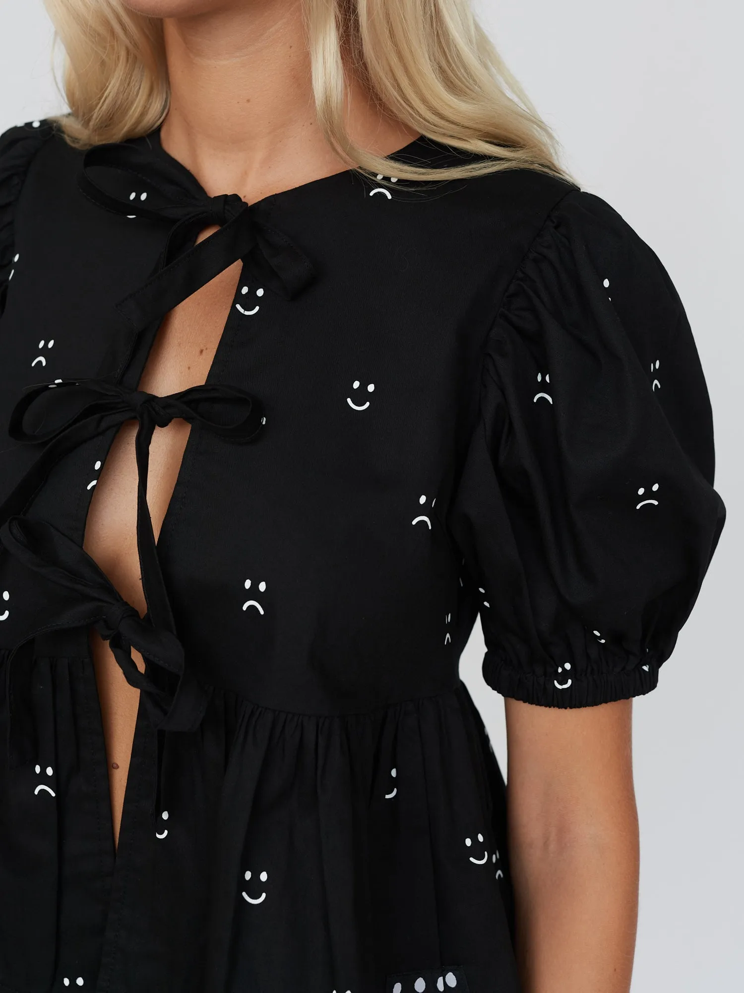 Happy Sad Tie Front Top