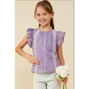 Hayden Girls Eyelet Embroidered Ruffled Detail Tank