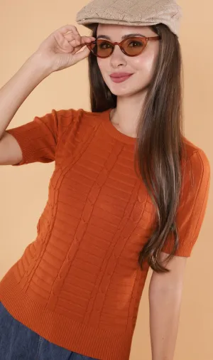 HAYES Crew-Neck Knit Top (Rust)